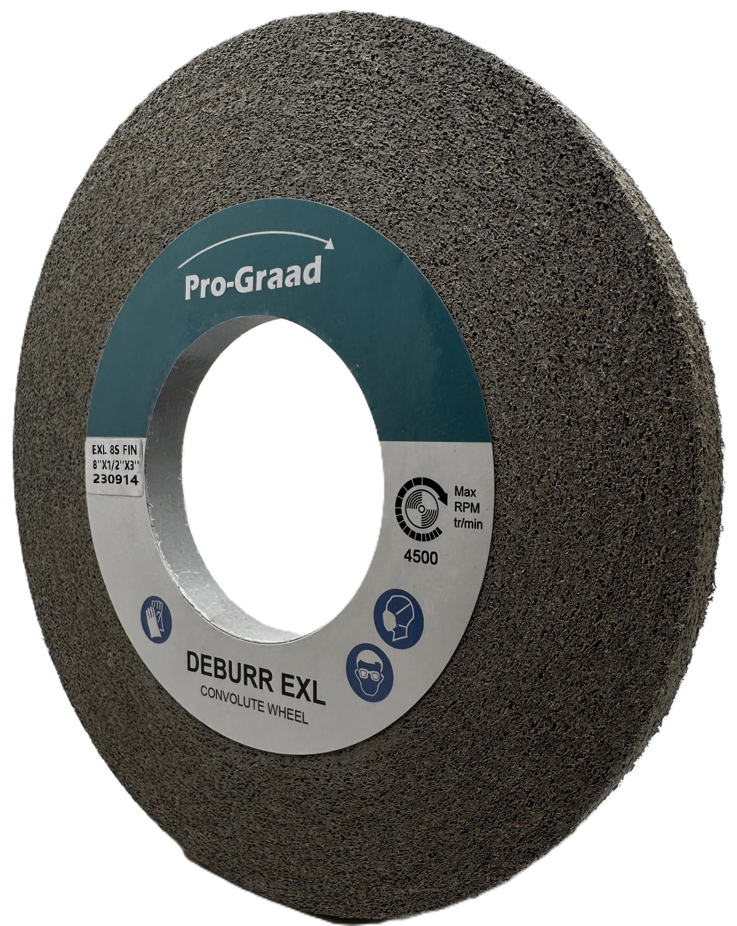 Pro-Graad EXL Deburring Wheel - 8" x 1/2" x 3" 8S Fine Grit - Silicon Carbide - Metal Deburring, Finishing and Polishing Wheel - Convolute - 14629 - (1 Pack)