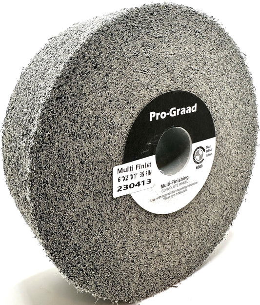Pro-Graad Multi-Finishing Wheel – 6” x 2” x 1” 3S Fine Grit Silicon Carbide - Stainless Steel Finishing Convolute Wheel – for #4 Finish - 1 Pack