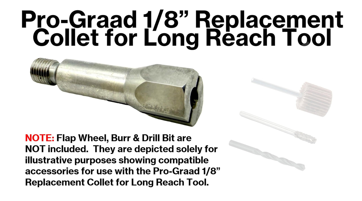 Pro-Graad 1/8” Collet Replacement for Long Reach Tool, Threaded Clamping Collet for 1/8 inch Arbors & Shanks Compatible with Long-Reach Tool