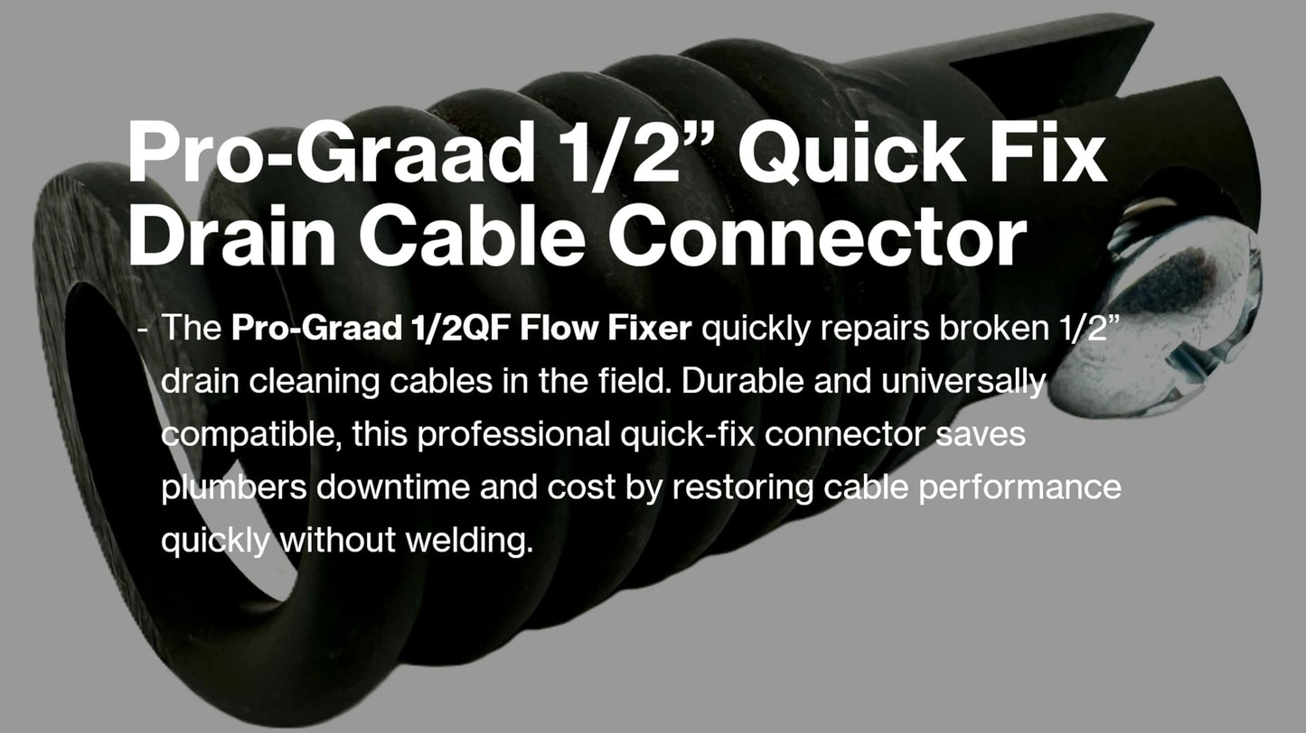 Pro-Graad 1/2QF Flow Fixer | 1/2” Drain Cable Repair End | Quick Fix Female Slotted Connector for Broken Drain Cleaning Machine Cables | Fits All 1/2” O.D. Drain Cables