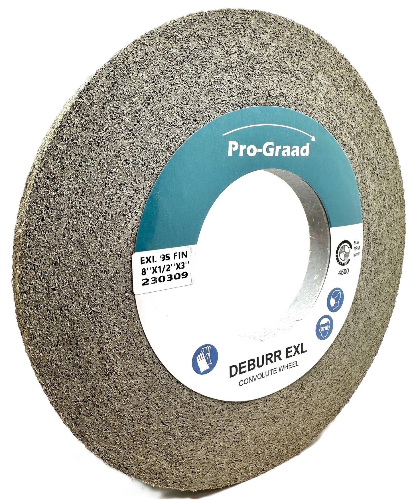 Pro-Graad EXL Deburring Wheel - 8" x 1/2" x 3" 9S Fine Grit - Silicon Carbide - Metal Deburring, Finishing and Polishing Wheel - Convolute - 05791 - (1 Pack)