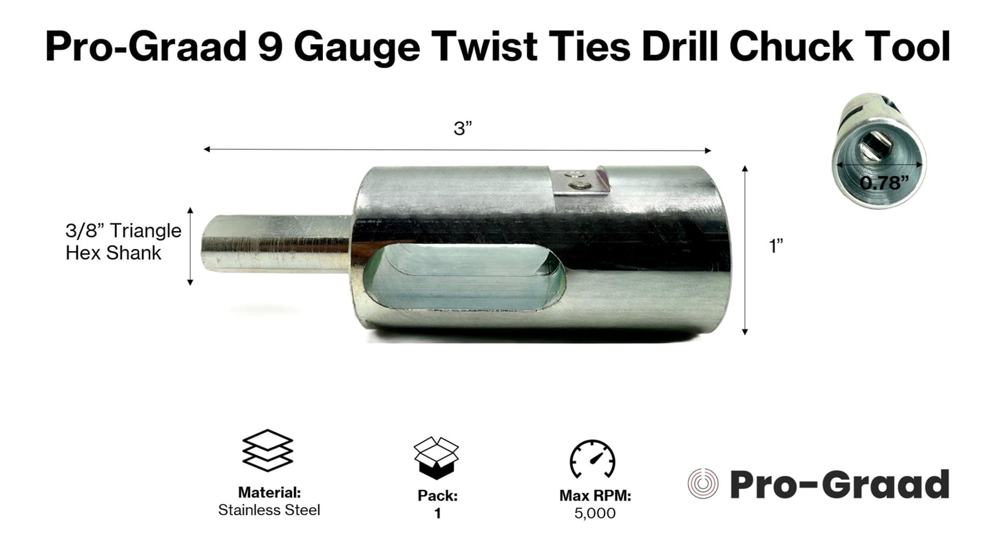 Pro-Graad Fence Twist Ties Tool for 9 Gauge, Drill Chuck,High-tensile Wire Easy Fencing Twisting Tool, Twisted Fence Tool for Fixing Chain Link Fence and Loop Fences, Wire Ties Tool