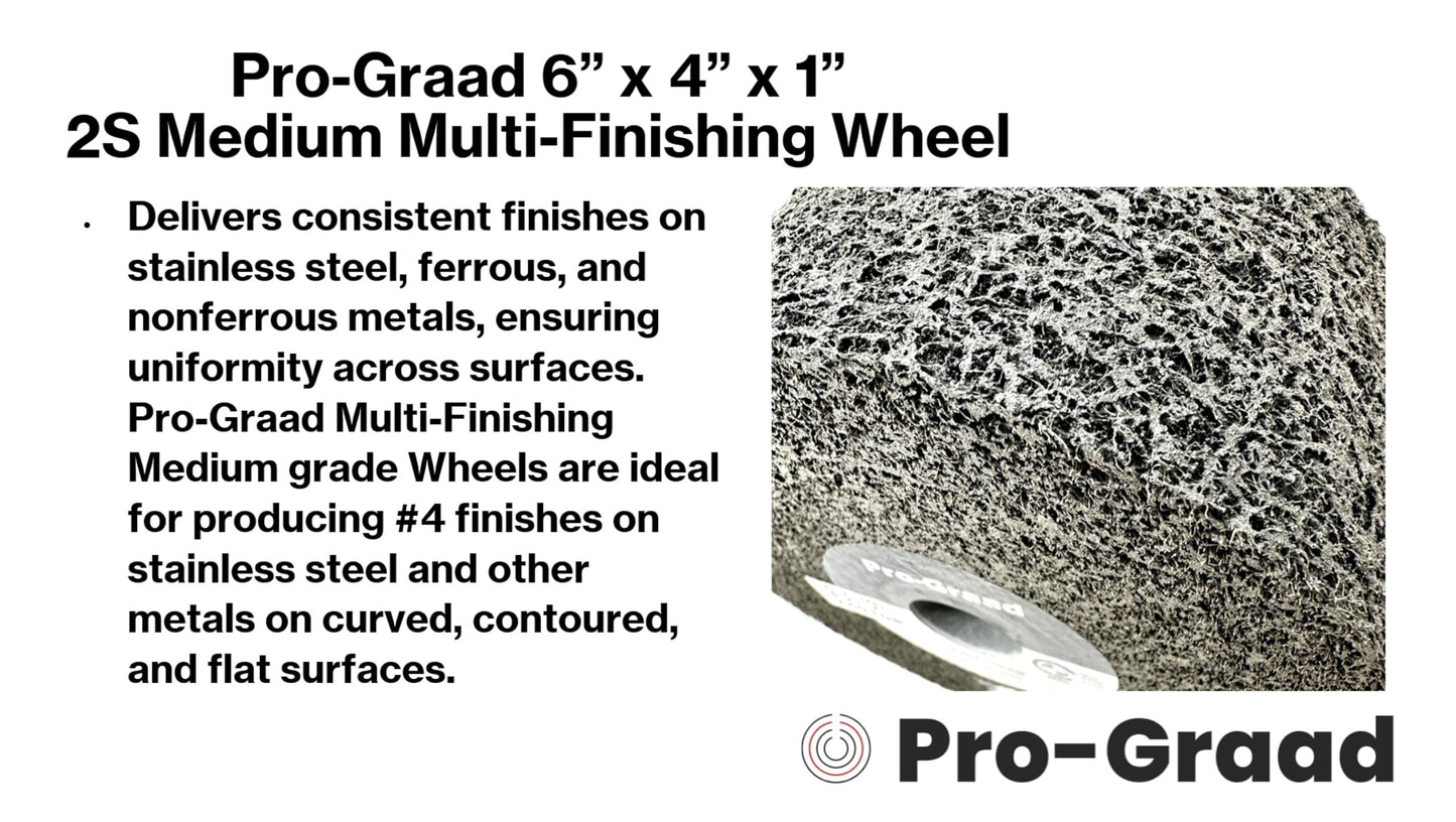 Pro-Graad Multi-Finishing Wheel – 6” x 4” x 1” 2S Medium Grit Silicon Carbide - Stainless Steel Finishing Convolute Wheel 13358 – for #4 Finish - 1 Pack