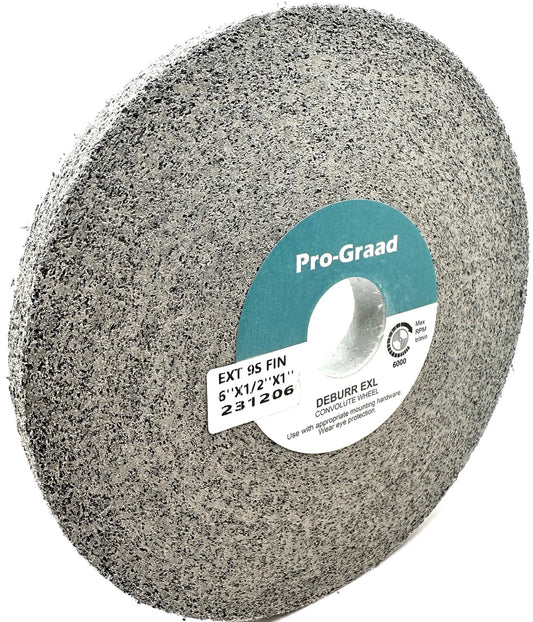 Pro-Graad EXT Deburring Wheel - 6" x 1/2" x 1" 9S Fine Grit - Silicon Carbide - Metal Deburring, Finishing and Polishing Wheel – Excels on Titanium, Stainless & Tough Alloys - Convolute - (1 Pack)