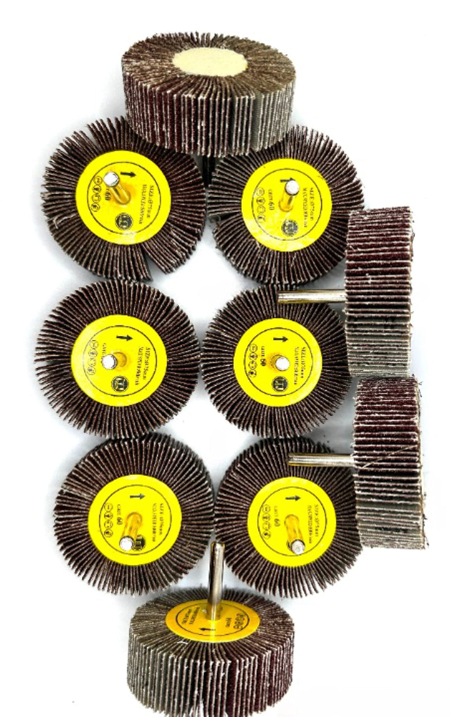 Pro-Graad SuperGrindz 10 Pack 3" x 1" x 1/4" 60 Grit Aluminum Oxide Shank Mounted Abrasive Flap Wheels, Ideal for Metal, Wood, Grinding, Blending, Polishing, Rust & Paint Removal