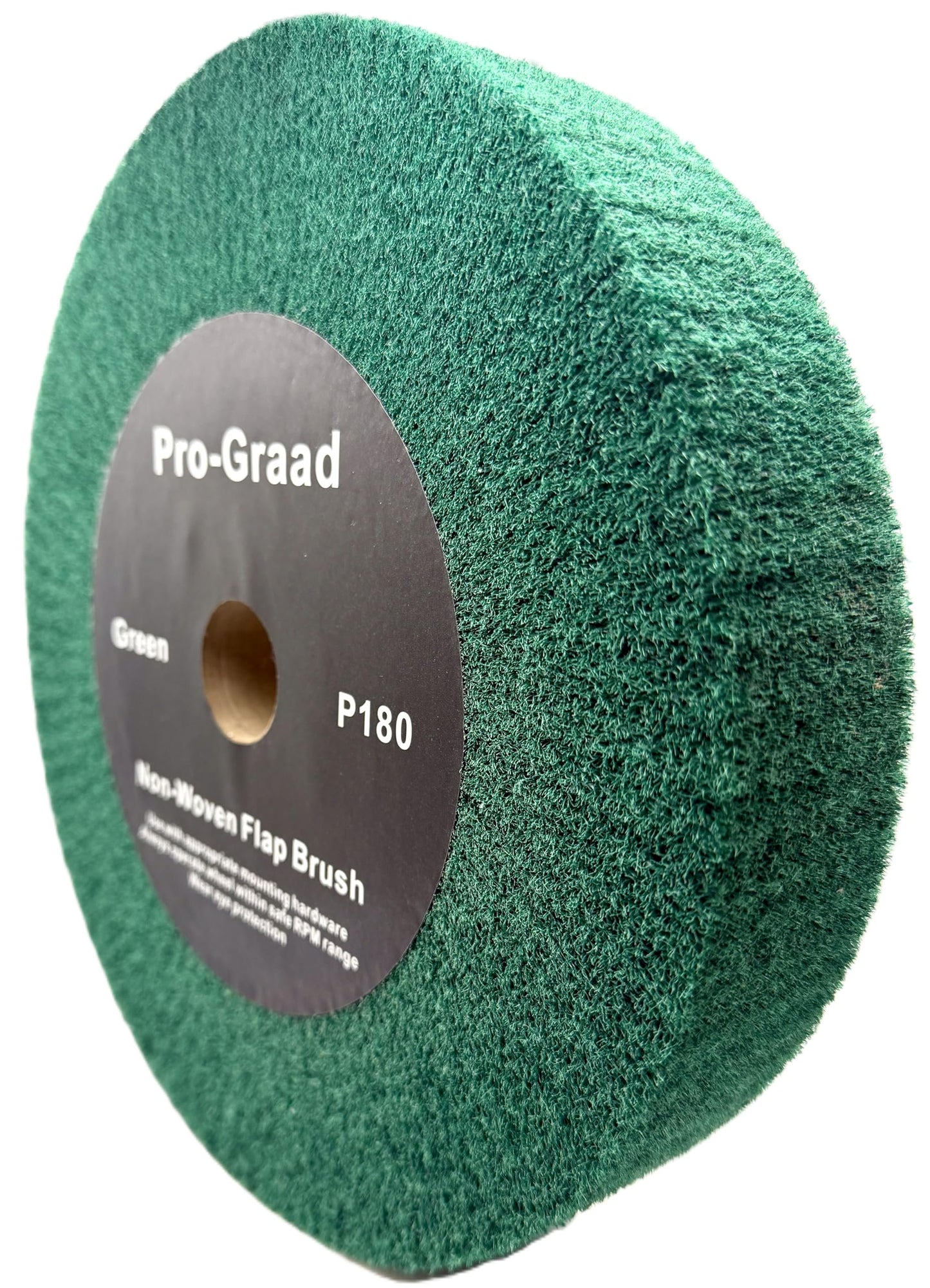 Pro-Graad 10” x 2” Green P180 Non-Woven Bench Grinder Polishing Burnishing Satin Finishing Flap Brush Wheel for Aluminum Copper Metal Golf Club Refurb, Compatible for 1/2”, 5/8”, 3/4", 1-1/4” Shaft