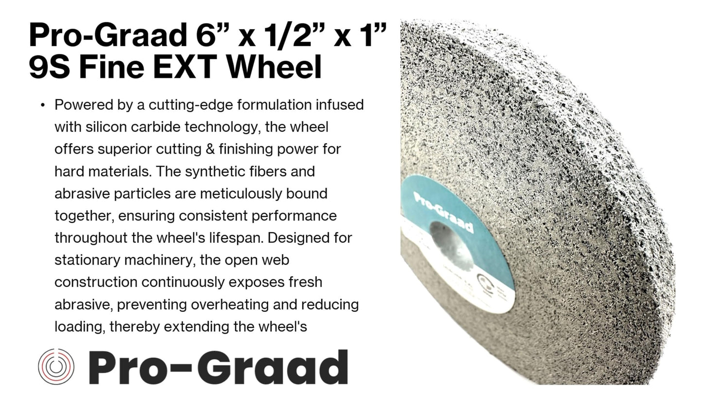 Pro-Graad EXT Deburring Wheel - 6" x 1/2" x 1" 9S Fine Grit - Silicon Carbide - Metal Deburring, Finishing and Polishing Wheel – Excels on Titanium, Stainless & Tough Alloys - Convolute - (1 Pack)