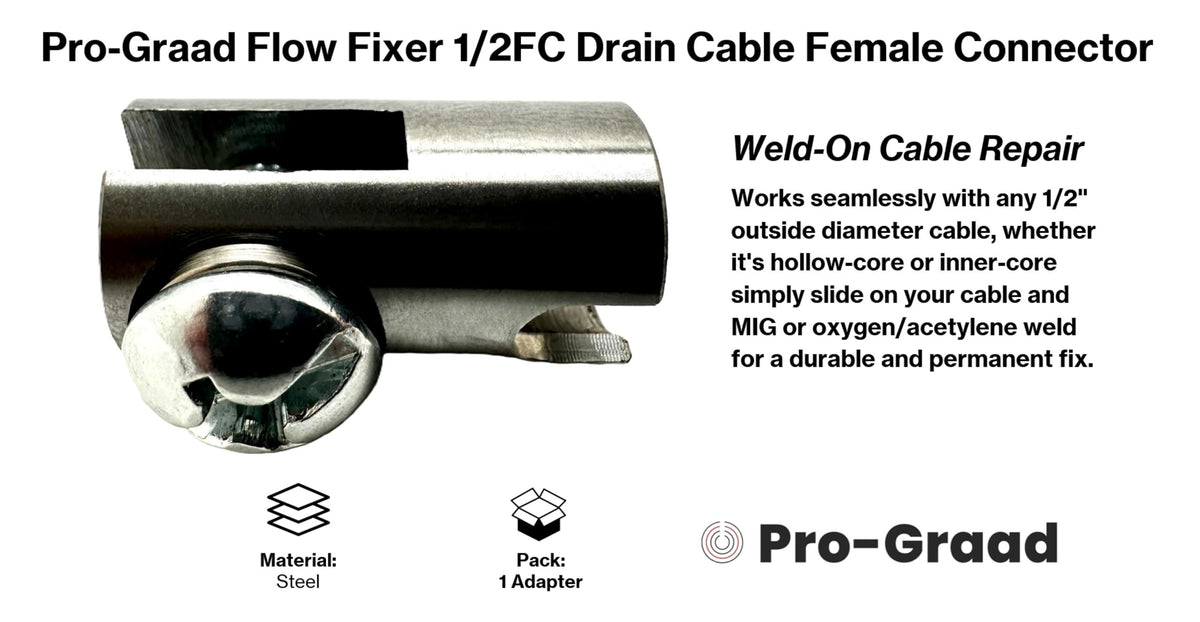 Pro-Graad 1/2FC Flow Fixer | 1/2” Drain Cable Repair End | Weld-On Female Slotted Connector Bit for Broken Drain Cleaning Machine Cables | Fits All 1/2” O.D. Drain Cables