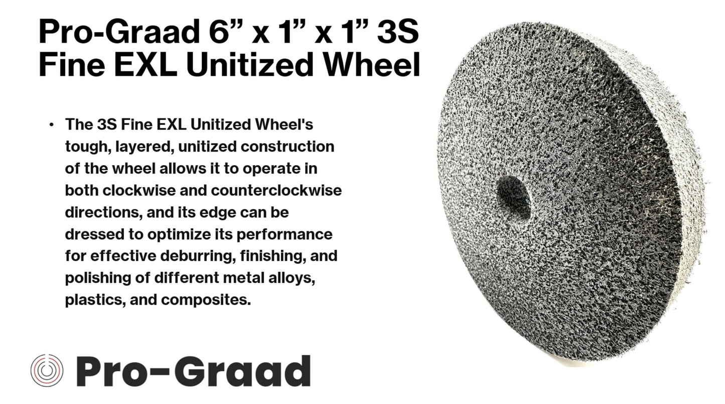 Pro-Graad EXL Unitized Wheel, Silicon Carbide, 6" Diameter x 1" Wide x 1" Arbor, 3S Fine | (Pack of 1)