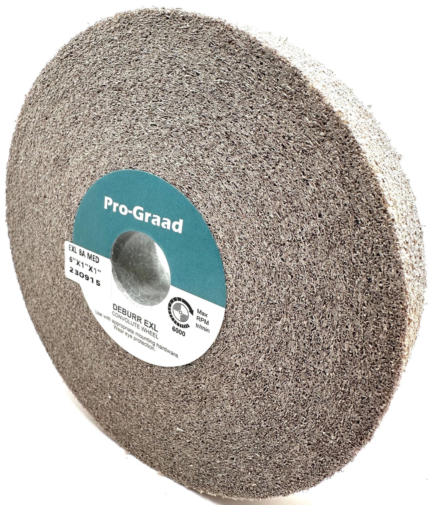 Pro-Graad EXL Deburring Wheel - 6" x 1" x 1" 8A Medium Grit - Aluminum Oxide - Metal Deburring, Finishing and Polishing Wheel - Convolute - 13617 - (1 Pack)