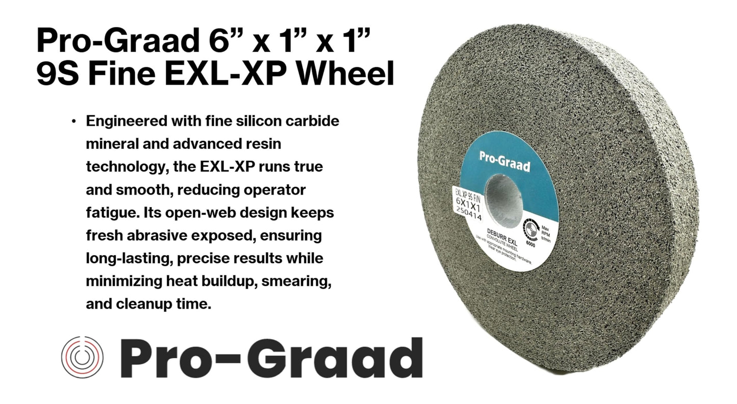 Pro-Graad EXL-XP Convolute Deburring Polishing Wheel - 6" x 1" x 1" 9S Fine Silicon Carbide - Professional Grade - Metal Deburring, Finishing and Polishing Wheel – 60306 - 1 Pack