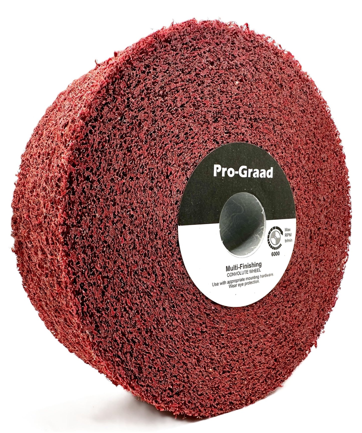Pro-Graad Metal Finishing Wheel – 6” x 2” x 1” 5A Medium – Aluminum Oxide – Maroon Metal Finish Convolute Wheel – for #3 & #4 Brush, Satin and Mill Finishes – 01869 - Pack of 1
