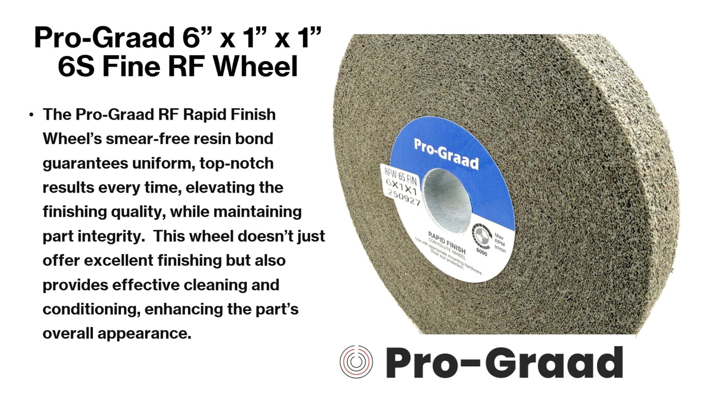 Pro-Graad 1 Pack 6” x 1” x 1” 6S Fine Series 1000 RF Long Life Convolute Deburring, Finishing & Polishing Wheel, Includes Adapter for use on 3/4 5/8 1/2 inch Shaft Sizes, Pack of 1