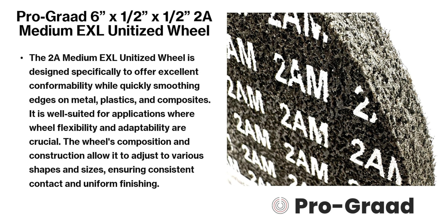 Pro-Graad EXL Unitized Wheel, Aluminum Oxide, 6" Diameter x 1/2" Wide x 1/2" Arbor, 2A Medium | 15534 | (Pack of 1)