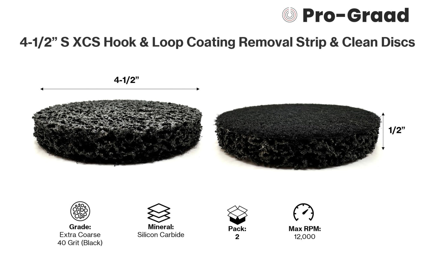 Pro-Graad 2 Pack 4-1/2” Diameter S XCS Hook & Loop Coating Removal Disc, Silicon Carbide Extra Coarse Clean & Strip Material, Strips Paint Coatings Rust, Cleans Welds, Pack of 2