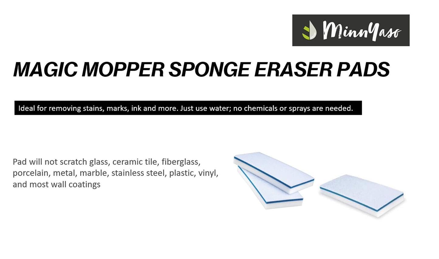 MinnYaso Magic Sponge Eraser Pad | Compatible with Most 16" Spray Mops, Libman & Reveal | Fit 16-18" Mops | 16.5" Magic Sponge Eraser | 3 Pack