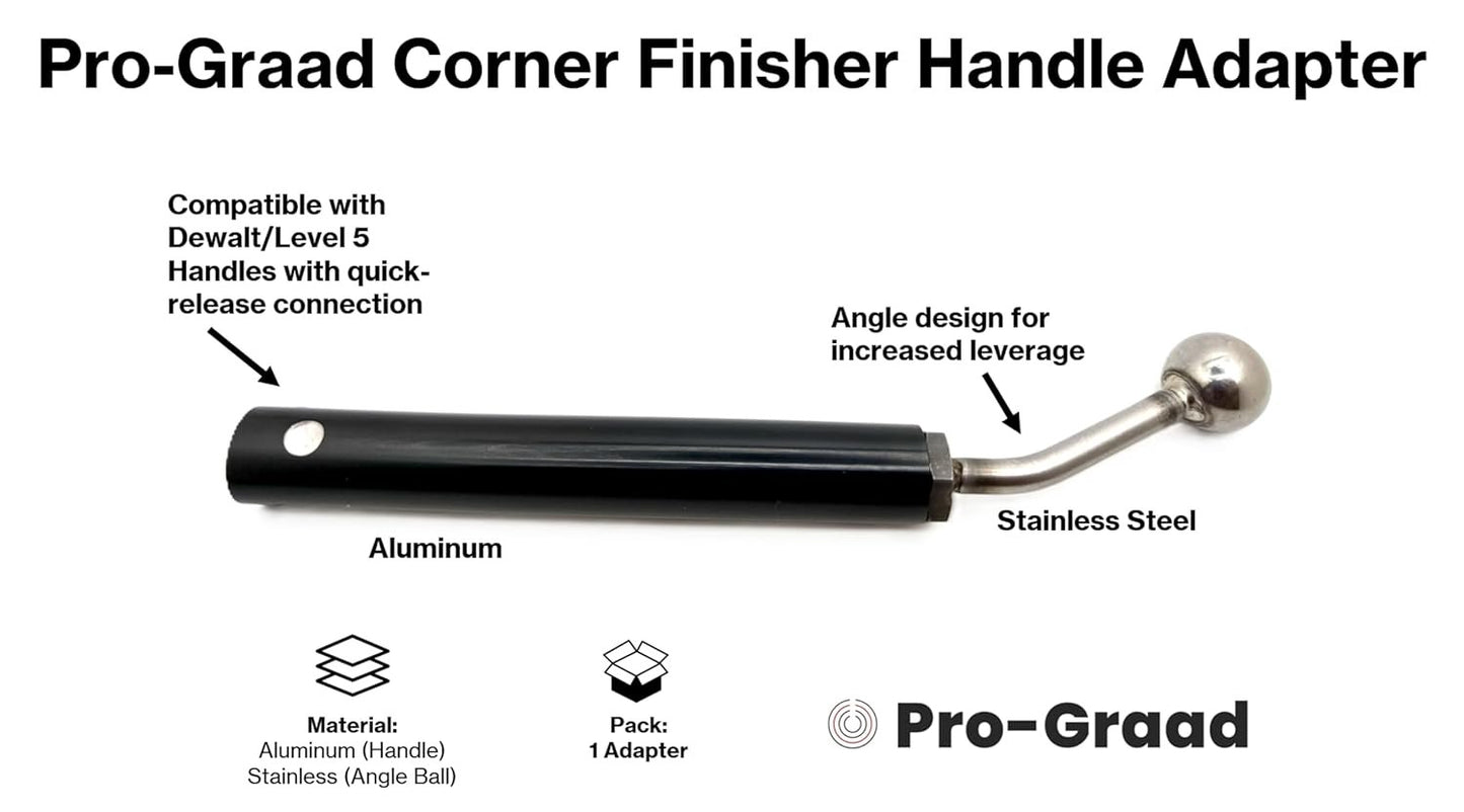 DXTT-2-879 Pro-Graad Handle Adapter for Corner Finisher, 9.5” Length, Lightweight Anodized Aluminum, Fits Standard Corner Finisher & Angle Heads, Compatible Fit Dewalt/Level 5 Quick Release Handles