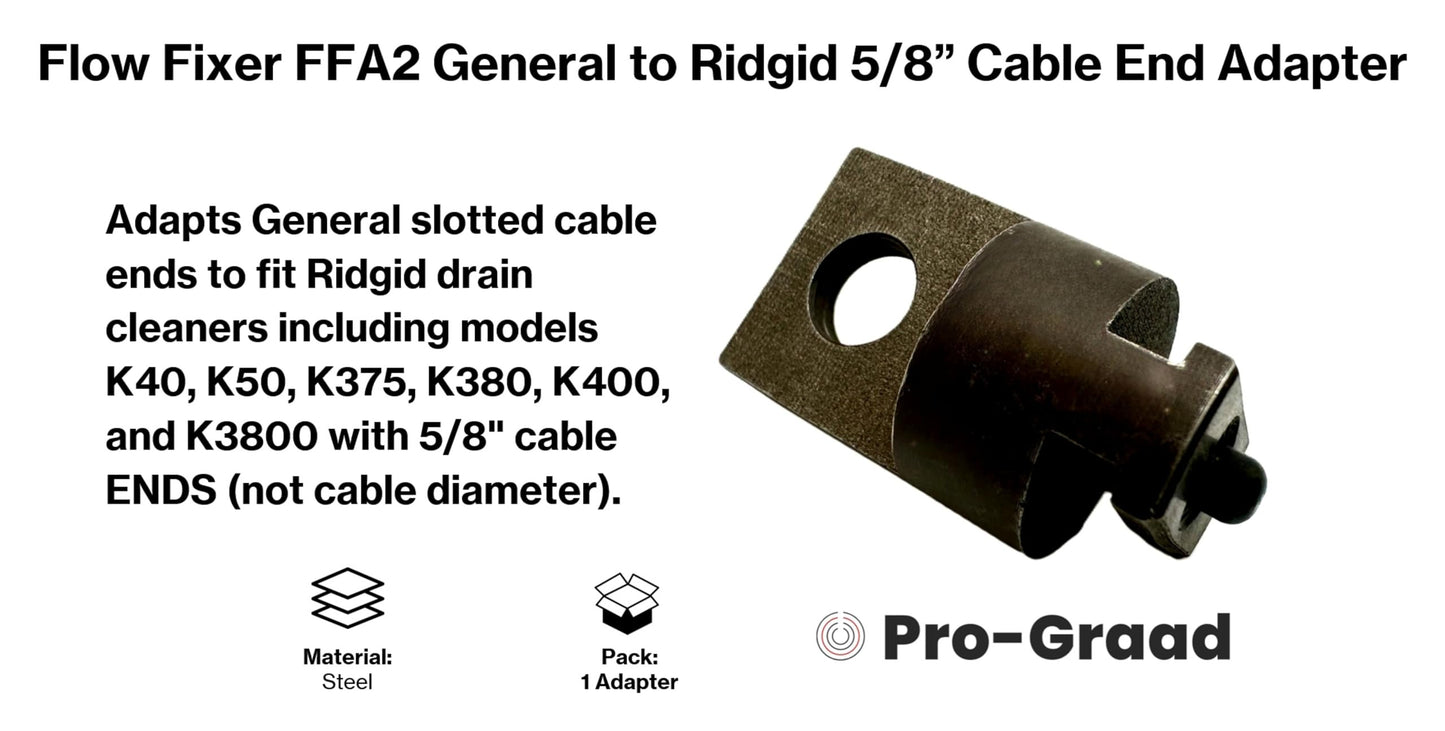 Auger Adapter FFA2 – Compatible with General to Ridgid Drain Cleaner, Converts General Slotted Cable Ends to Fit Ridgid Models K40, K50, K375, K380, K400 &K3800 with 5/8" Cable Ends (Not Cable Size)