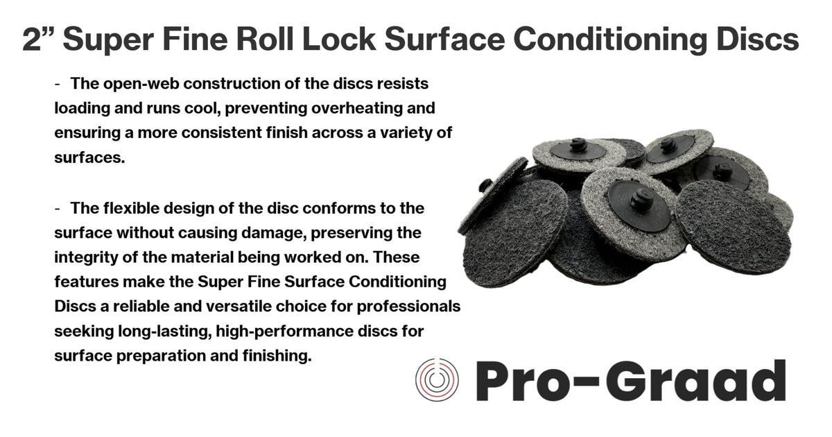 Pro-Graad Quick Change Non-Woven Nylon Surface Conditioning Discs for Deburring Sanding Blending Polishing Paint Removal with Male R-Type Backing