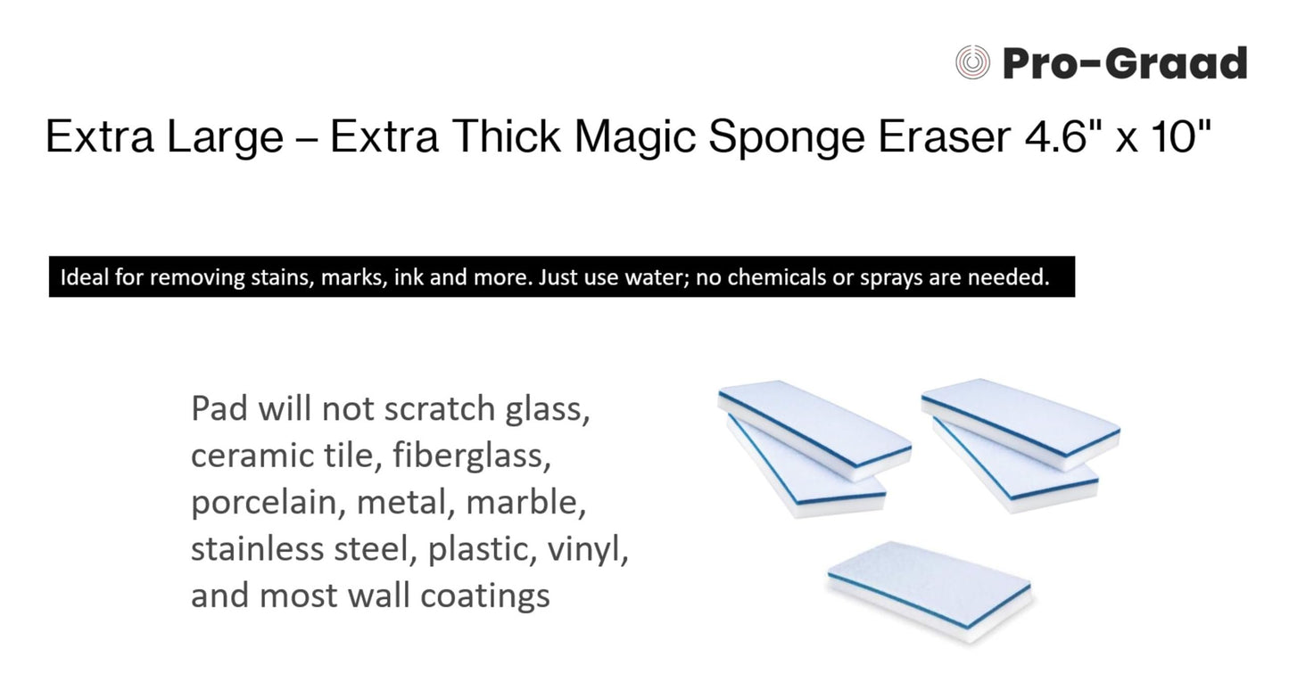Magic Mopper 4610 Eraser Pads - 50 Pack 4.5" x 10" x 1" Commercial Grade Melamine Sponges for Floor, Tile, Grout, Baseboard, Walls-Durable & Versatile Cleaning - Pack of 50