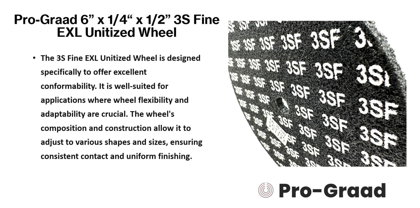 Pro-Graad EXL Unitized Wheel, Silicon Carbide, 6" Diameter x 1/4" Wide x 1/2" Arbor, 3S Fine | 24231 | (Pack of 1)