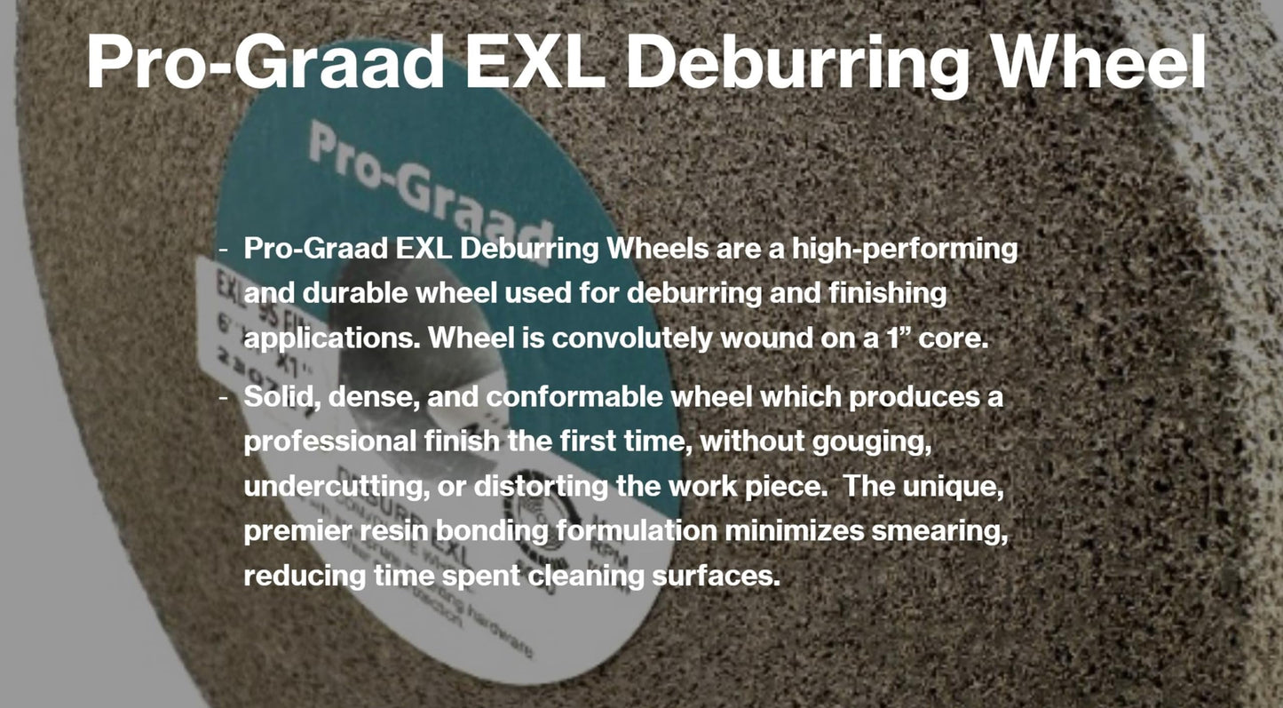 Pro-Graad EXL Deburring Wheel - 6" x 1" x 1" 9S Fine Grit - Silicon Carbide - Metal Deburring, Finishing and Polishing Wheel - Convolute - 05132 - (1 Pack)