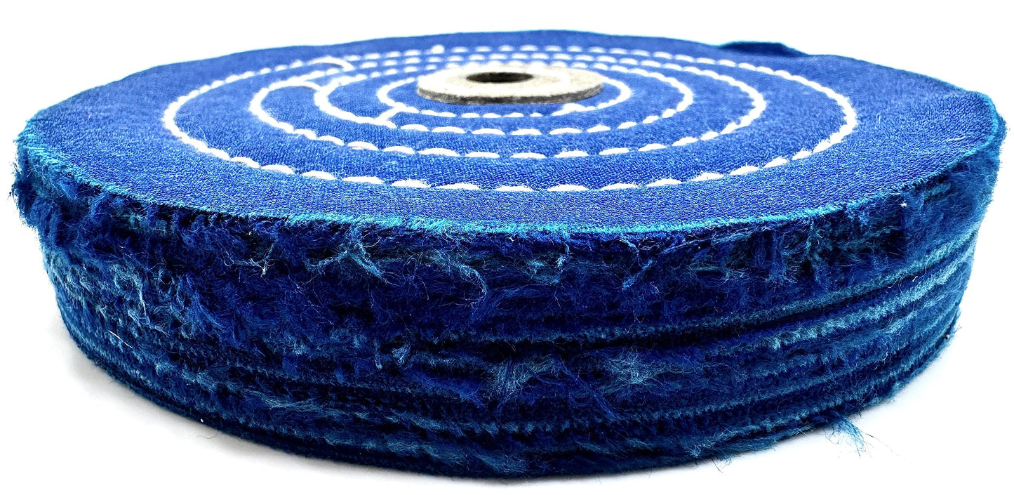 Pro-Graad 1 Pack Extra Thick Buffing Polishing Wheel 6 inch Blue Treated Cotton Medium, 70 Ply – 1” Thick with 1/2 inch Arbor Hole for Bench Grinder – Ideal for Middle Step Buffing – Pack of 1