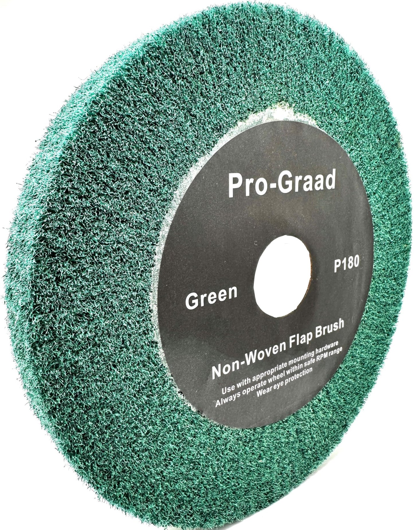 Pro-Graad 8” x 1” Green 180 Grit Non-Woven Bench Grinder Polishing Burnishing Satin Finishing Flap Brush Wheel for Aluminum Copper Metal Golf Club Refurbishing, Compatible for 1/2”, 5/8”, 3/4" Arbor