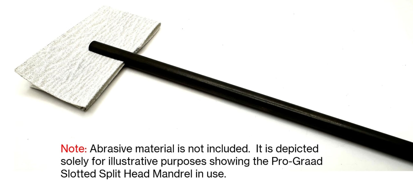 Pro-Graad 6” Slotted Mandrel 1/4” Shank & Body, Split Head Mandrel, Sanding Internal Holes, 1/4” Shank Diameter x 6” Overall Length, Pack of 1