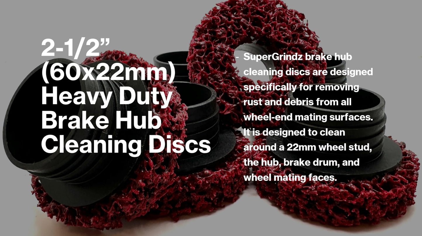 6 Pack 2-1/2” 60mm x 22mm XL Heavy Duty Brake Hub Cleaning Pads for Commercial Truck, Bus, RV, Trailer Brake Drum, Rotor, Compatible with Pro-Graad XL, Counteract HBCR22, HBCTK-22 Hub Pro XL