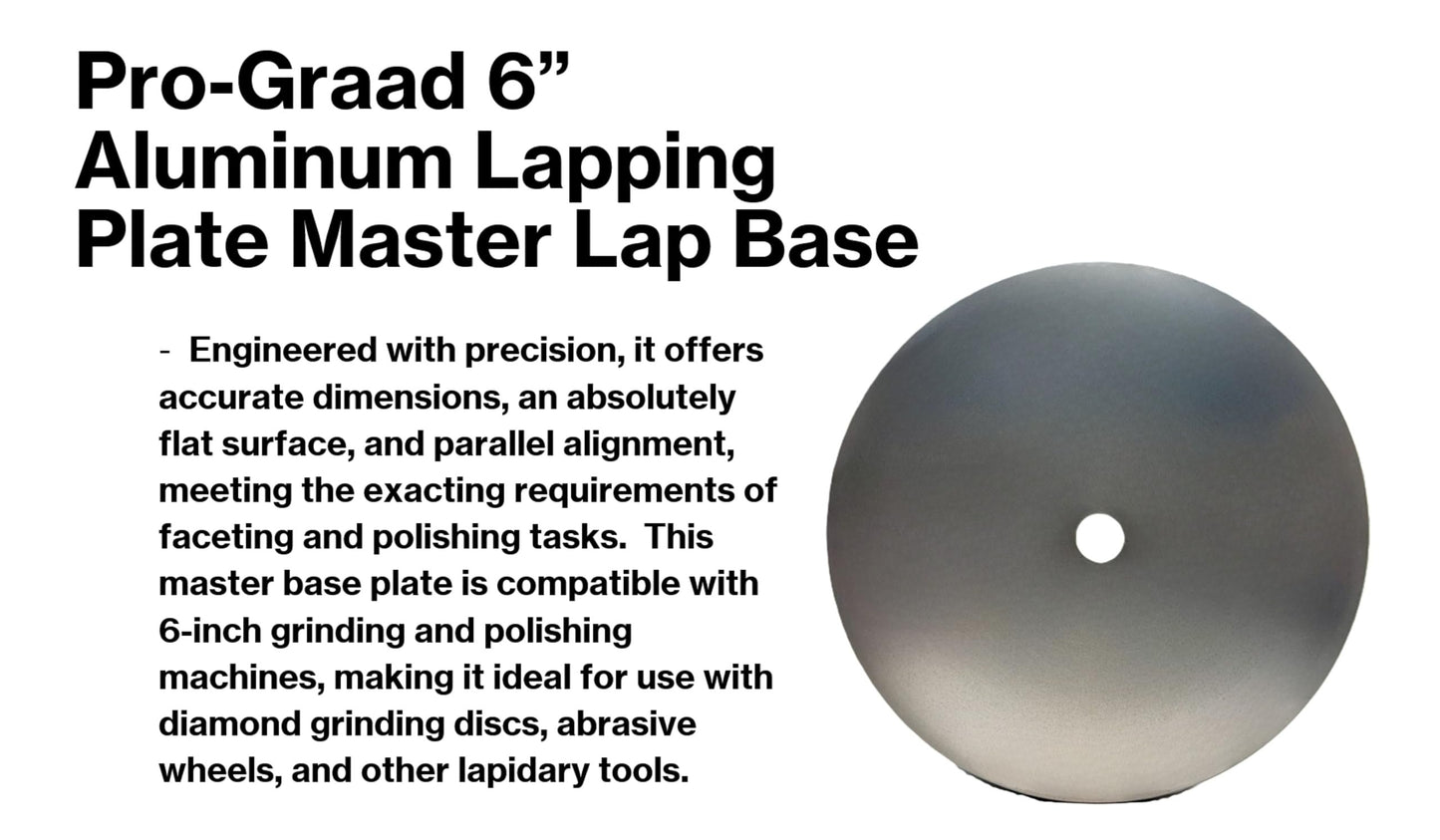 Pro-Graad 6'' Aluminum Lapping Plate Master Lap Base, 1/2'' Arbor Hole, for Diamond Flat Lap Discs, Grinding Pads, Abrasive Wheels Backer Disc, Slant Cabber, Lapidary, Polishing Machines – 1 Pack