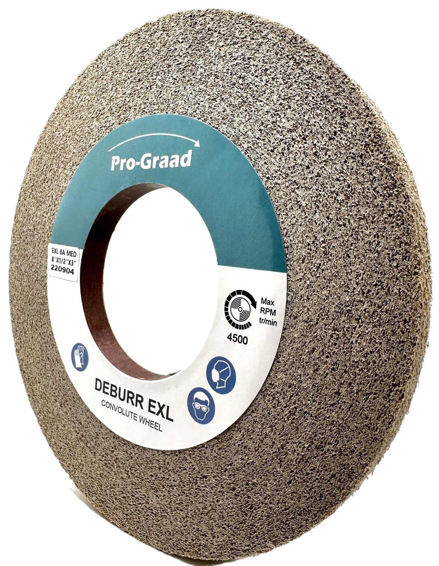 Pro-Graad EXL Deburring Wheel - 8" x 1/2" x 3" 8A Medium Grit - Silicon Carbide - Metal Deburring, Finishing and Polishing Wheel - Convolute - 17459 - (1 Pack)