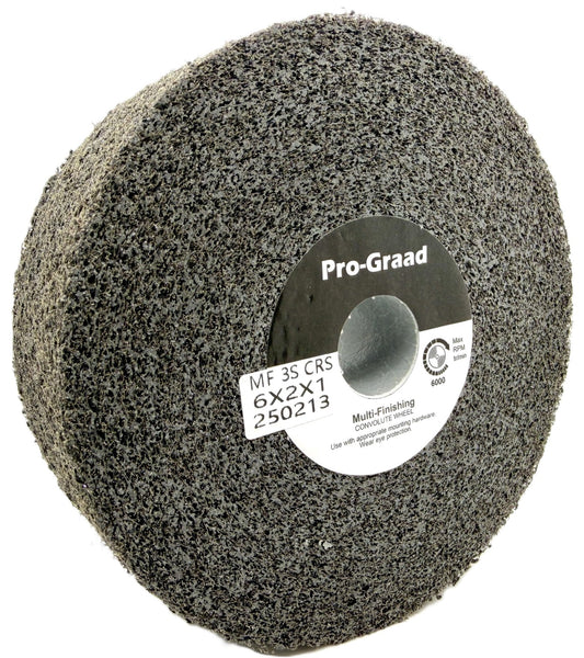 Pro-Graad Multi-Finishing Wheel – 6” x 2” x 1” 3S Coarse Grit Silicon Carbide - Stainless Steel Finishing Convolute Wheel – for #3 Finish - 1 Pack