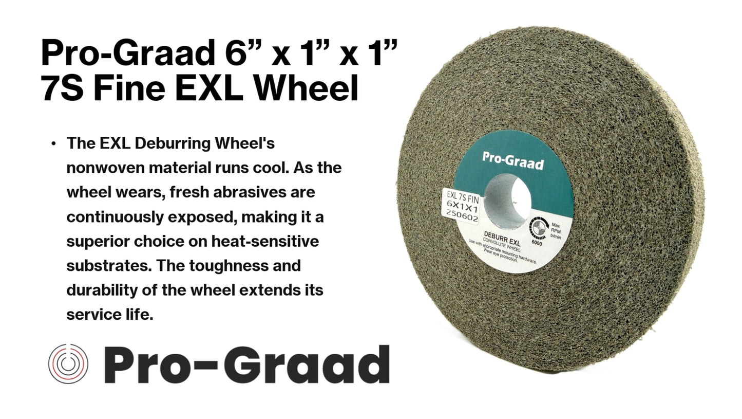 Pro-Graad EXL Deburring Wheel - 6" x 1" x 1" 7S Fine - Silicon Carbide - Metal Deburring, Finishing and Polishing Wheel - Convolute - 1 Pack