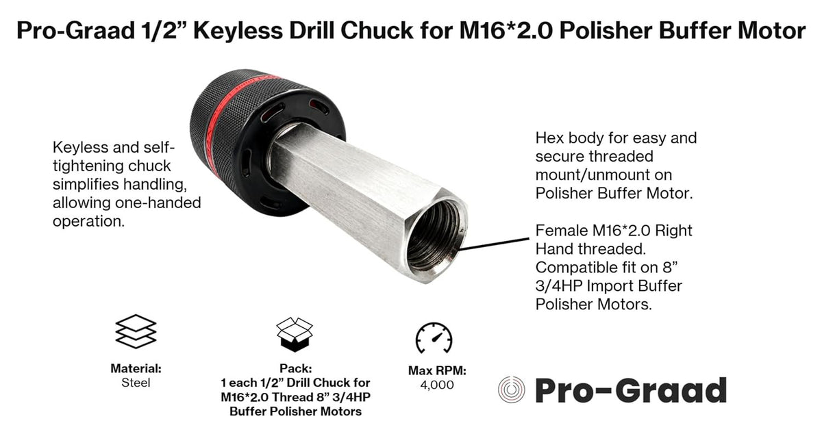 1/2" Keyless Drill Chuck for 8" 3/4 HP Import Buffer Polisher Motors