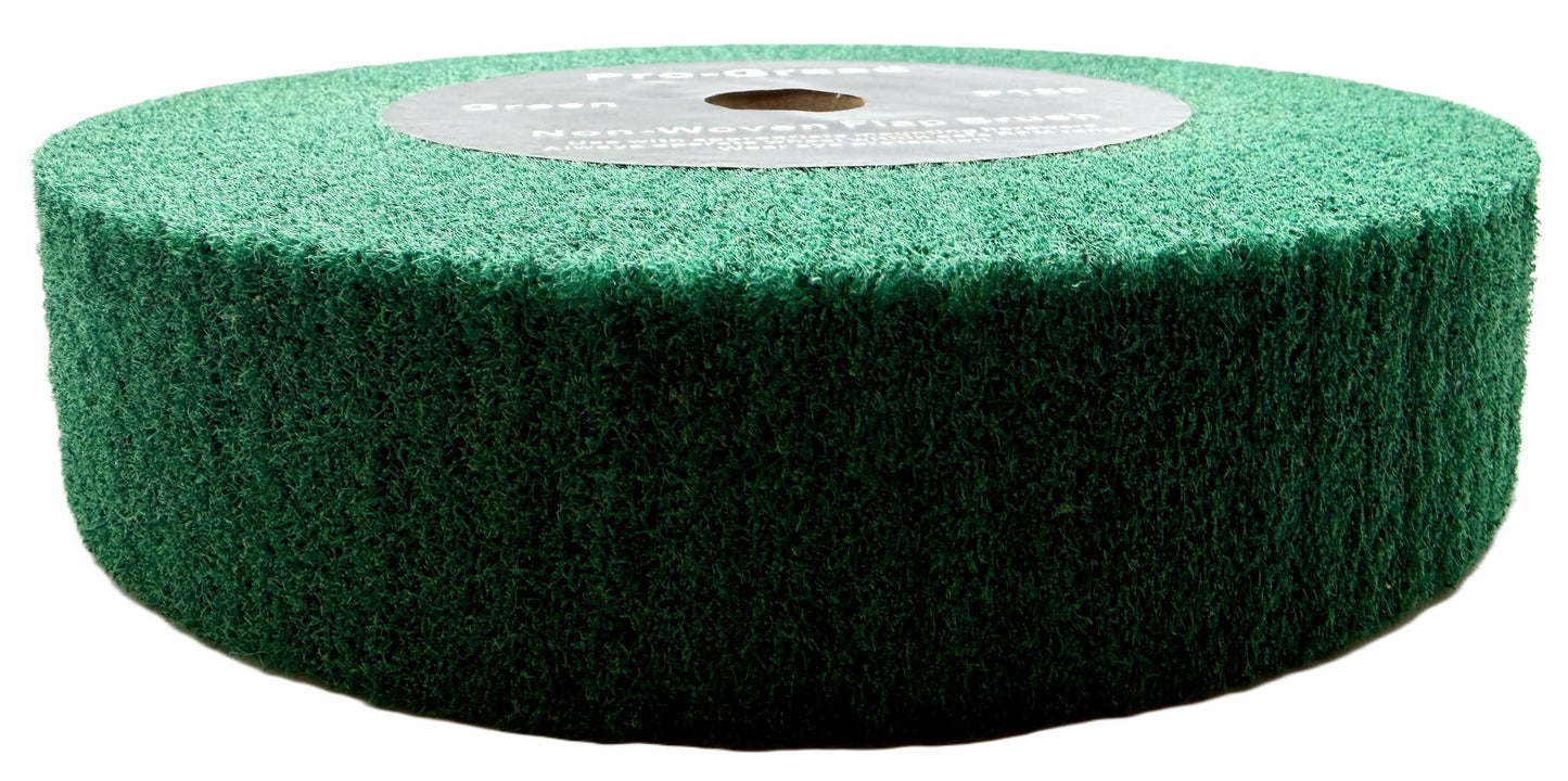 Pro-Graad 10” x 2” Green P180 Non-Woven Bench Grinder Polishing Burnishing Satin Finishing Flap Brush Wheel for Aluminum Copper Metal Golf Club Refurb, Compatible for 1/2”, 5/8”, 3/4", 1-1/4” Shaft