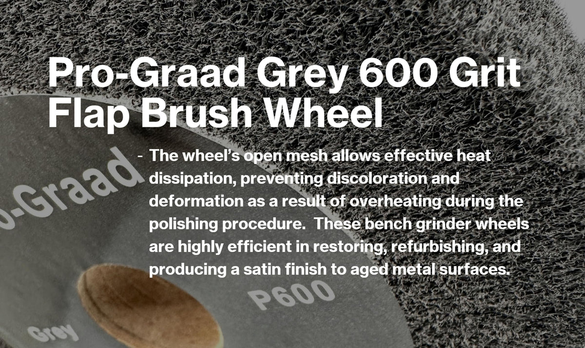 Pro-Graad Flap Brush Finishing Wheel 8" x 2", Gray P600 Grit, 1 Pack