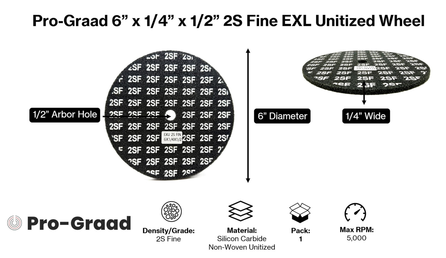 Pro-Graad EXL Unitized Wheel, Silicon Carbide, 6" Diameter x 1/4" Wide x 1/2" Arbor, 2S Fine | 13741 | (Pack of 1)