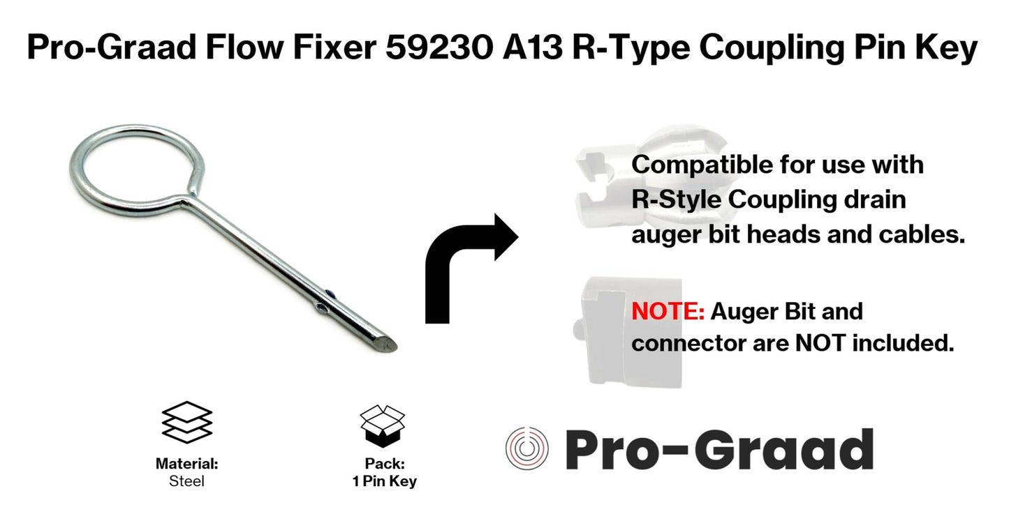 Pro-Graad Flow Fixer A13 59230 Replacement Coupling Pin Key – Fits Ridgid K-400 K-50 K-3800 K-60SP K6200 C8 Drain Cable R Style Couplers, Compatible R-Type 5/8” Drain Auger Coupler Pin Tool