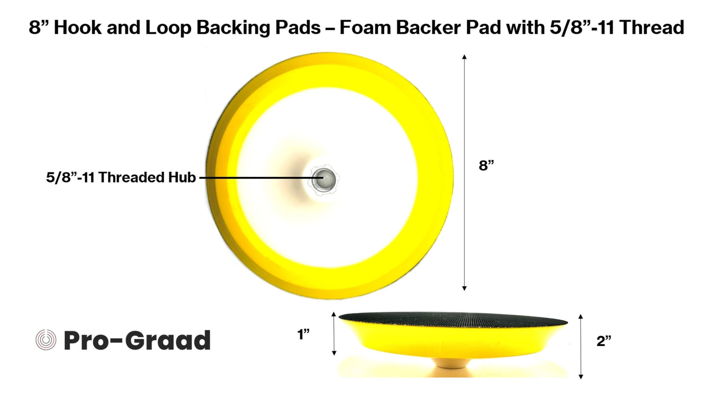 Pro-Graad 8" Premium Hook and Loop Backing Plate for Sanding, Polishing Buffering Pads, Backer Pad with 5/8”-11, 8 inch Backup Pad for Angle Grinder Drill Polisher Buffer