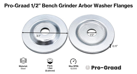 Pro-Graad 1/2" Bench Grinder Arbor Washer Flange Set, 3.1" OD, 1 Set