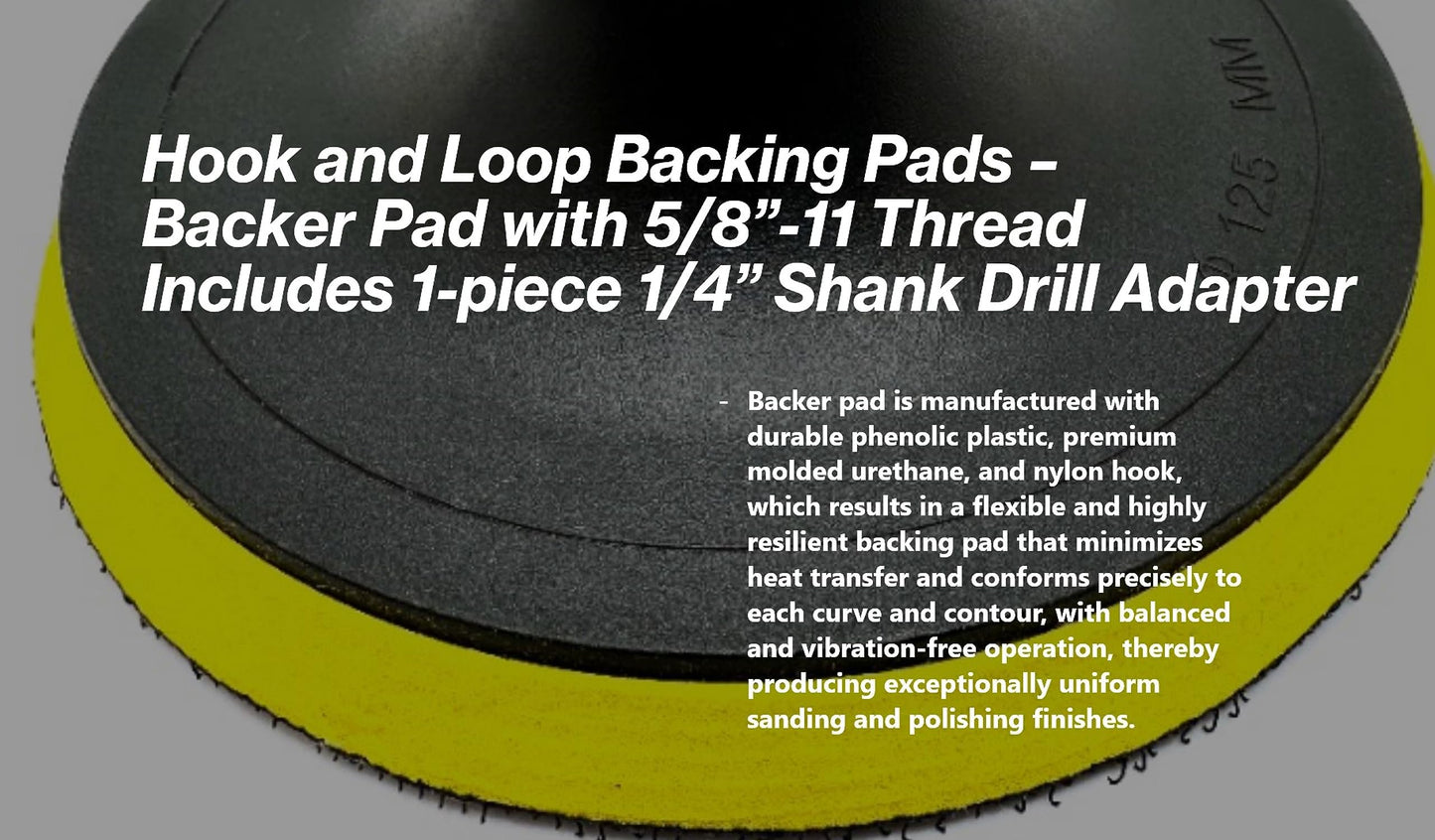 Pro-Graad 6" Hook and Loop Backing Plate for Soft Wool Polishing Buffering Pads, Backer Pad with 5/8”-11 (5/8 inch TPI), 6 inch Backup Pads for use with Angle Grinder or Drill – with Drill Adapter