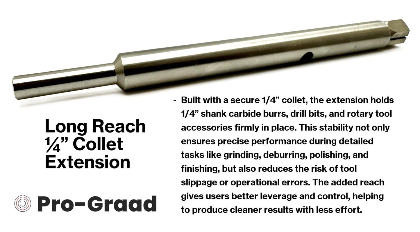 Pro-Graad 5.5" Long Reach Heavy Duty 1/4" Collet Extension Tool – Carbide Burr & Bit Holder for Die Grinder – Extended Reach for Engine Porting, Precision Grinding, Auto & Industrial Use