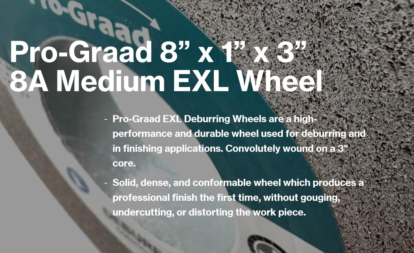 EXL Deburring Wheel - 8" x 1" x 3" 8A Medium Grit - Aluminum Oxide - Metal Deburring, Finishing and Polishing Wheel - Convolute - 13619 - (1 Pack)
