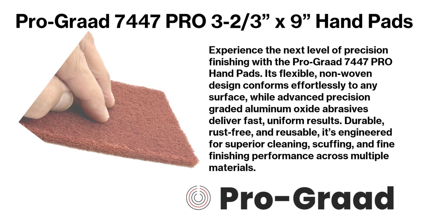 Pro-Graad 7447 PRO 3-2/3" x 9" Very Fine Maroon Surface Conditioning Sheet Pad - Reusable Non-Woven Aluminum Oxide Abrasive for Cleaning, Finishing & Scuffing - 20 Pack – 64958