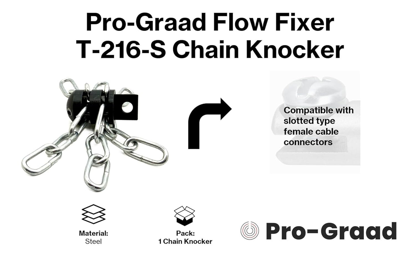 Pro-Graad FlowFixer T-216-S 2" Chain Knocker Drain Cleaning Head Slotted Connector | Heavy Scale Removal | Fits 3/8”, 1/2" or 9/16” Cables, Commercial & Residential Use