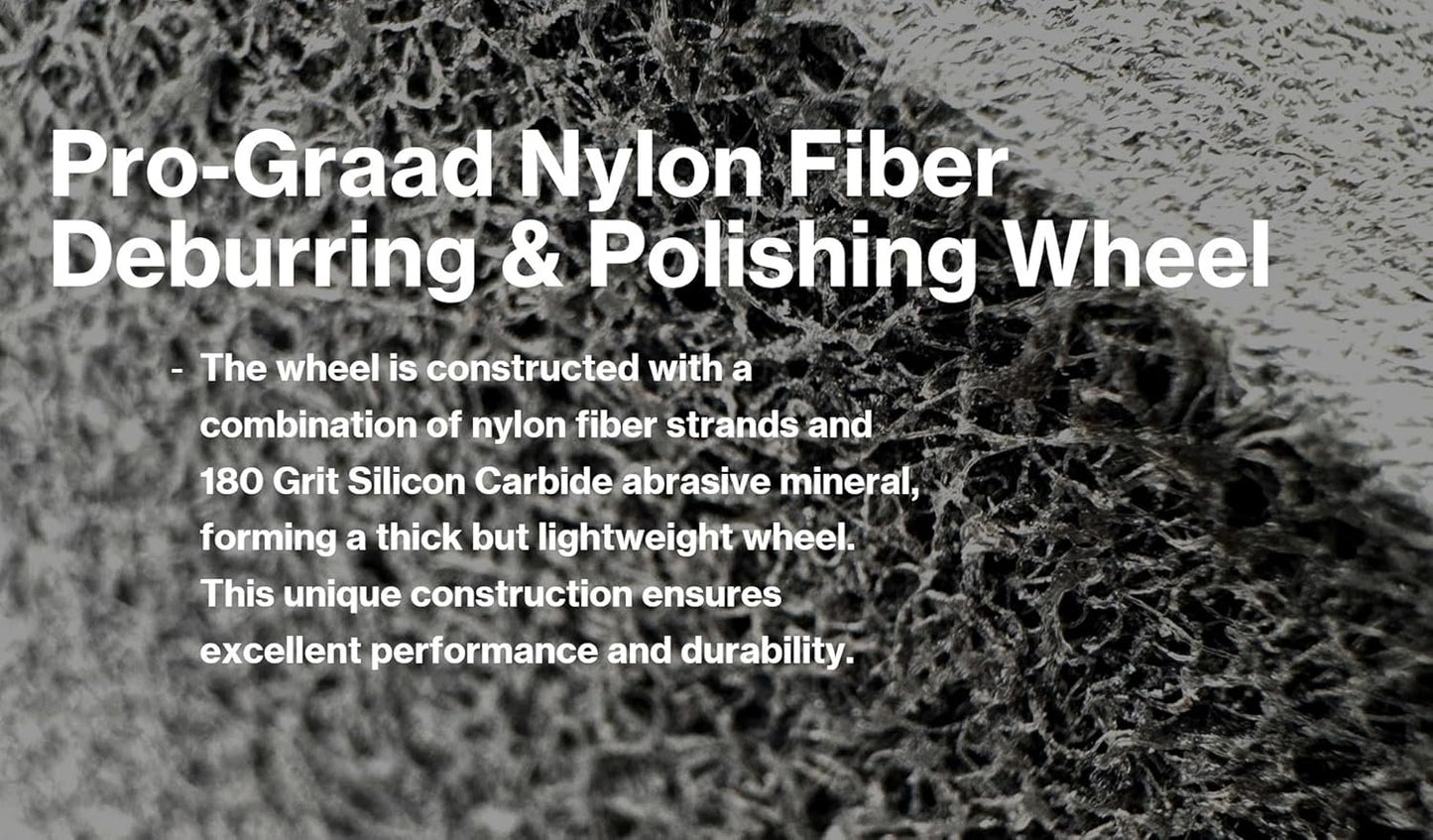 Pro-Graad Nylon Fiber Deburring Wheel 6" x 1" x 1" 5P Hardness 180 Grit Silicon Carbide Brushed Polishing Buffing Unitized Wheel for Bench Grinder, Buffing Machine, with Adapter for 1/2 5/8 3/4 Arbor
