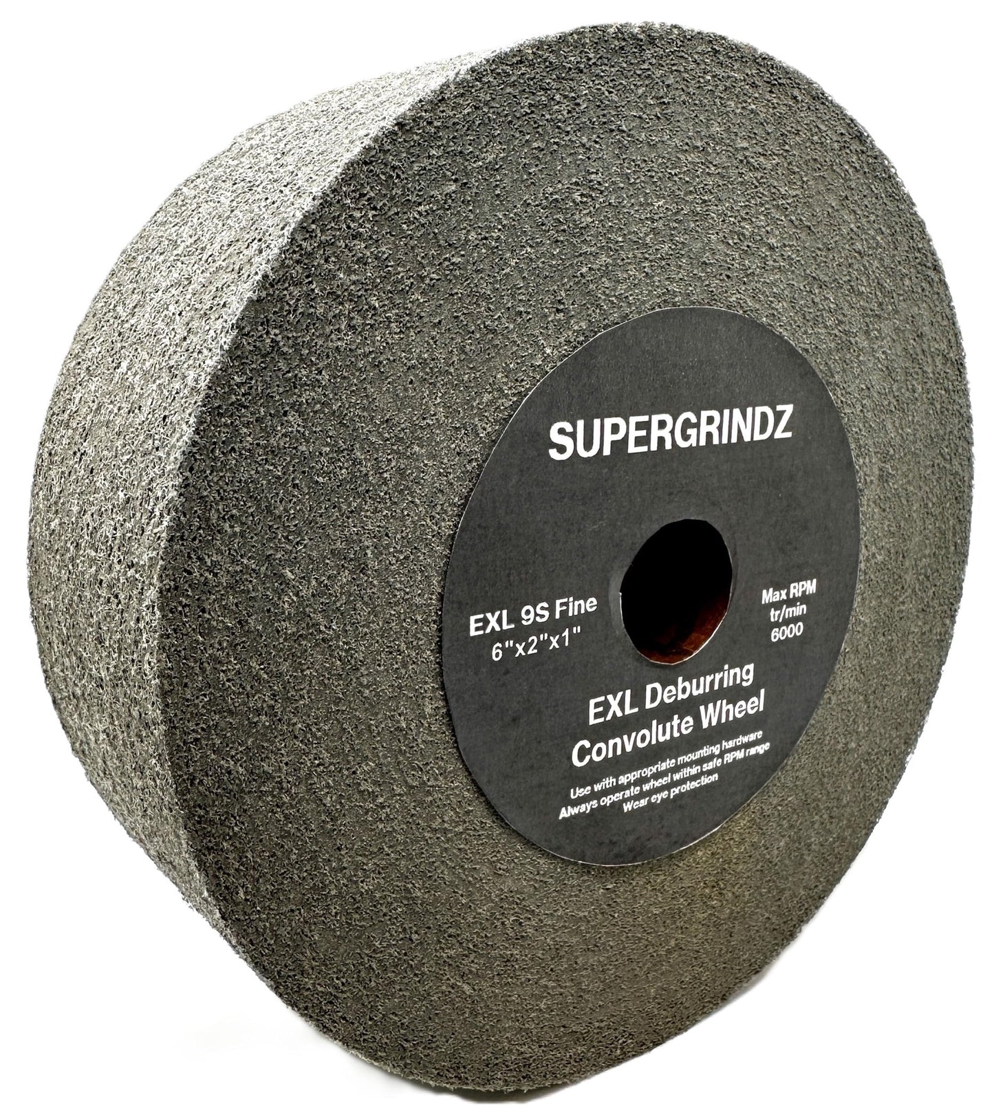 SuperGrindz EXL Deburring Wheel - 6" x 2" x 1" 9S Fine Grit - Silicon Carbide - Metal Deburring, Finishing and Polishing Wheel - Convolute - (1 Pack)