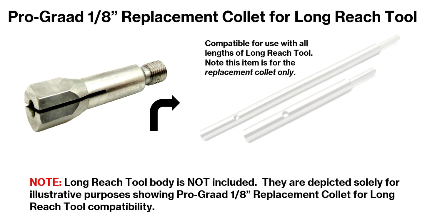 Pro-Graad 1/8” Collet Replacement for Long Reach Tool, Threaded Clamping Collet for 1/8 inch Arbors & Shanks Compatible with Long-Reach Tool