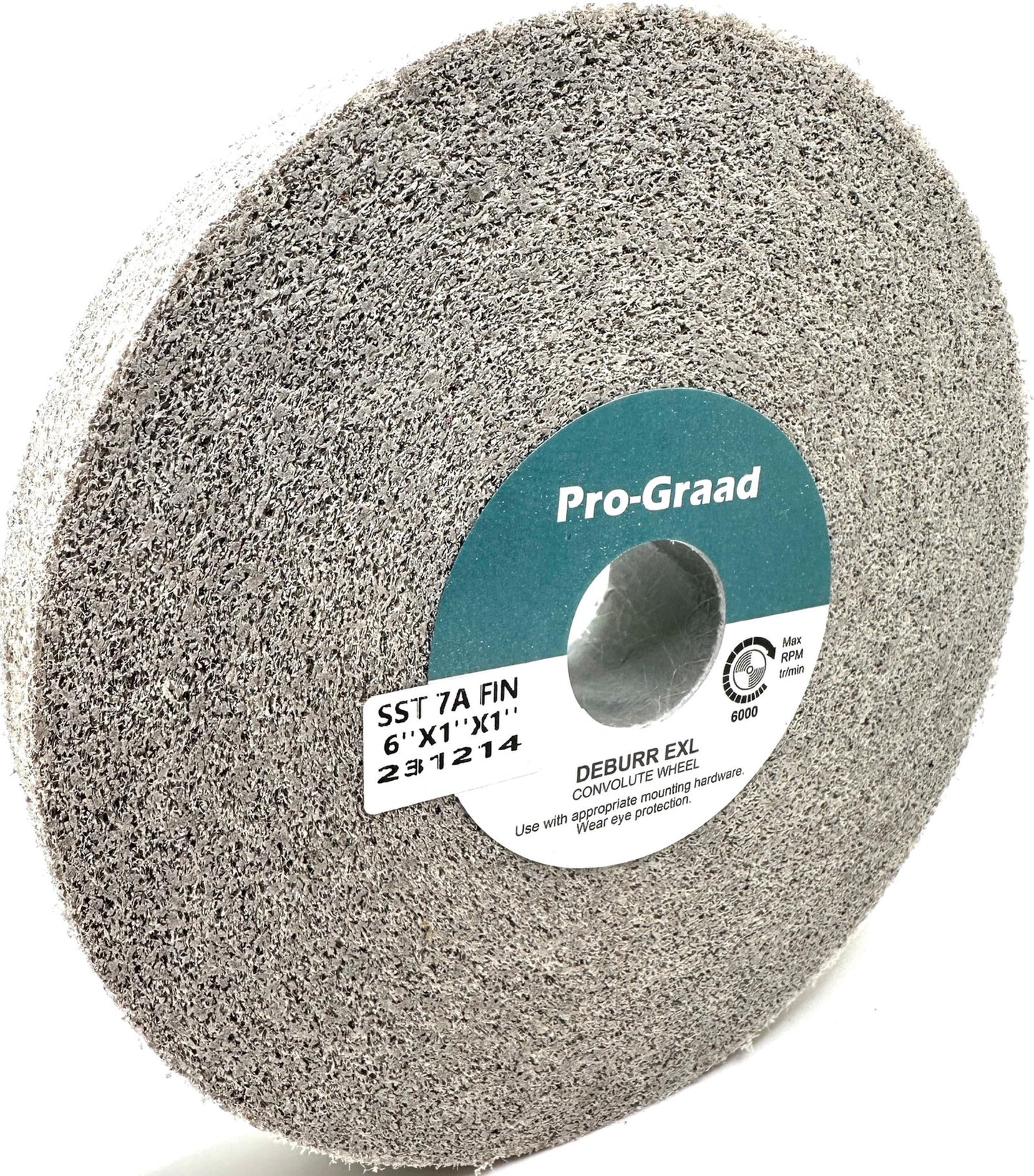 Pro-Graad SST Deburring Wheel - 6" x 1" x 1" 7A Fine Grit – Aluminum Oxide – Excels on Titanium, Stainless & Tough Alloys, Deburring, Finishing and Polishing Wheel – Convolute - (1 Pack)